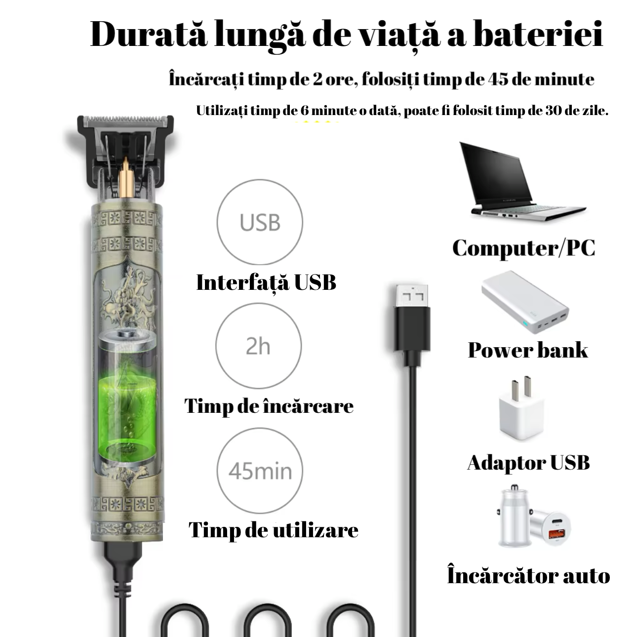 Mașină de tuns profesională fără fir